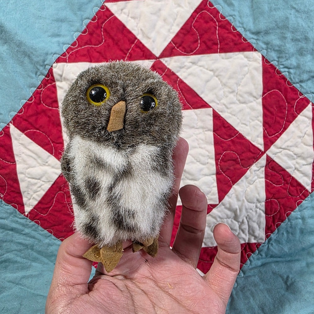 Folkmanis Mini Spotted Owl Finger Puppet 2638 Brown White Plush Toy